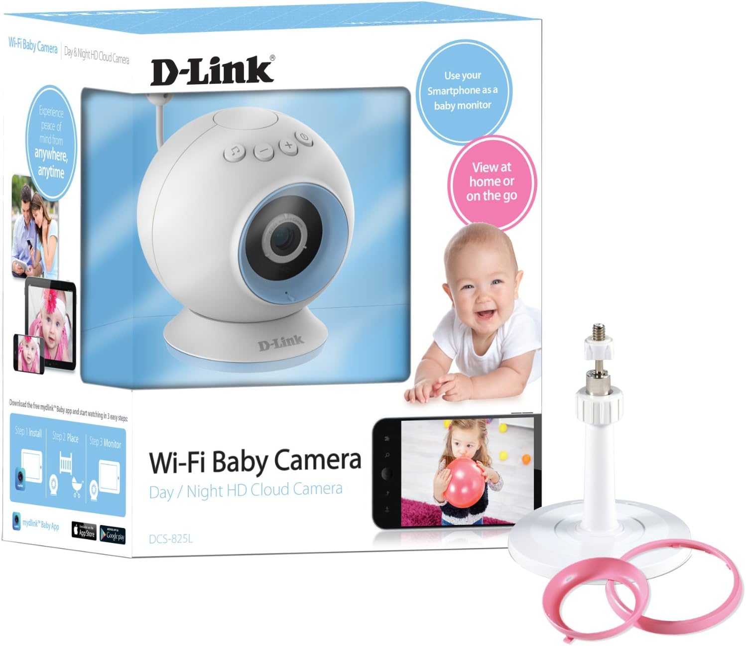 D-Link DCS-825L 720p HD Day/Night WiFi BabyCam w/Temperature Sensor, 2-way Audio