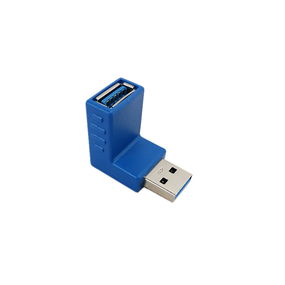 USB 3.0 A Male to A Female 90 Degree Adapter - Blue