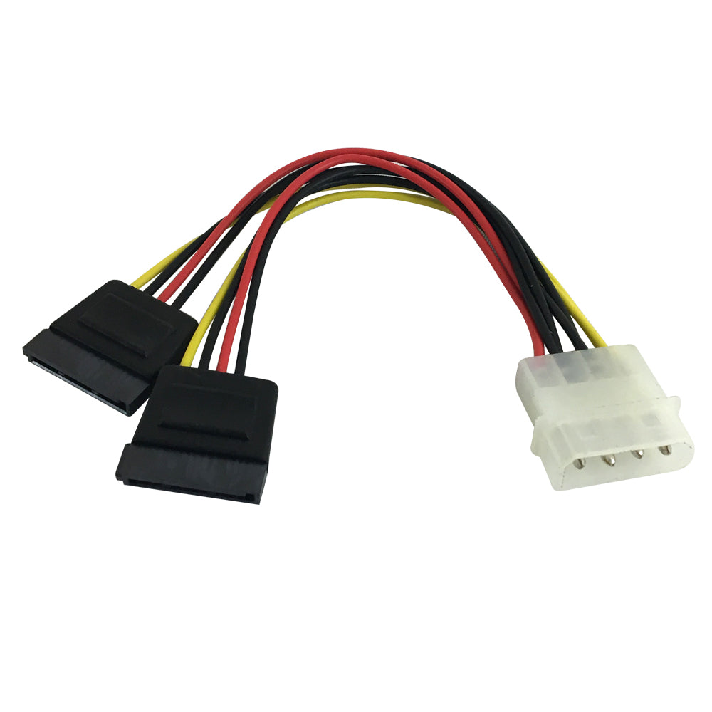 6 inch 4 pin Power to 2x 15-pin SATA Power Cable